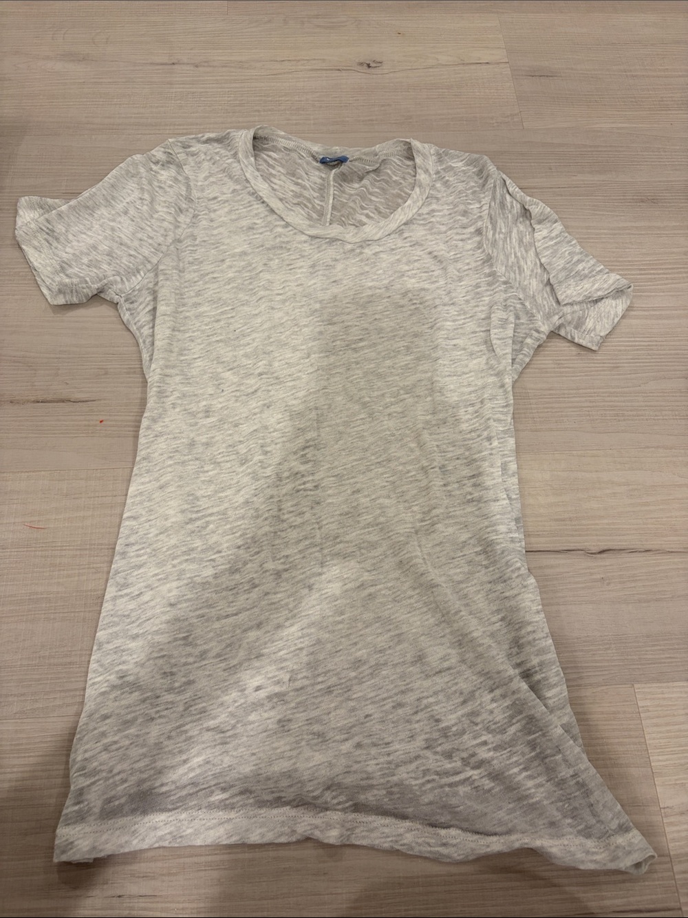 Monrow Heather Light Gray Short Sleeve Crew Tee